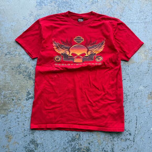 Y2K Harley Davidson Skull Biker Tee L - Picture 1 of 7